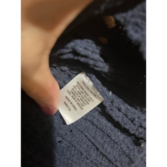 Wonderly Navy Blue Cable Knit Open Weave Sweater Women's Size L - Picture 4 of 5